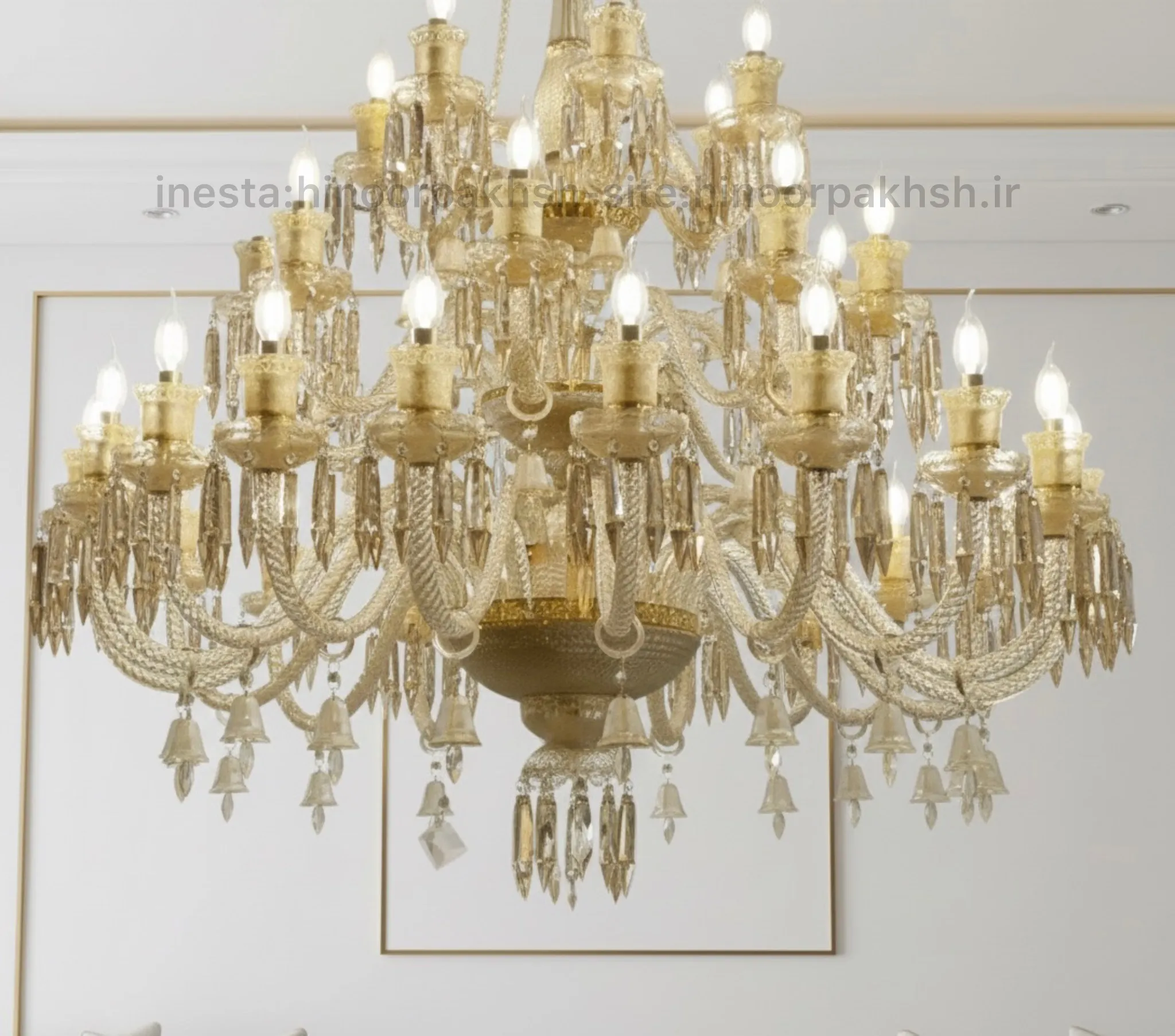 لوستر باكارات كريستالي كلاسيك شامپايني عسلي در انواع رنگبندي و سايز - Image 2