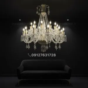 لوستر باکارات کریستالی کلاسیک سفید در انواع رنگبندی و سایز