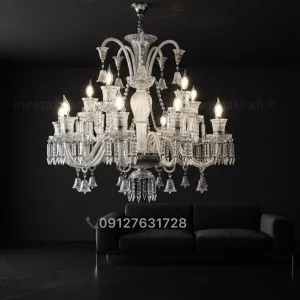 لوستر باکارات کریستالی کلاسیک سفید در انواع رنگبندی و سایز