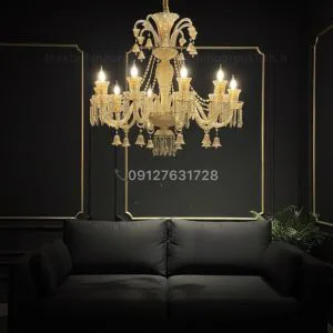 لوستر باکارات کریستالی کلاسیک شامپاینی عسلی در انواع رنگبندی و سایز