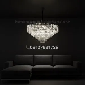 لوستر مدرن کریستالی مدرن کاترین مشکی در انواع رنگبندی و سایز
