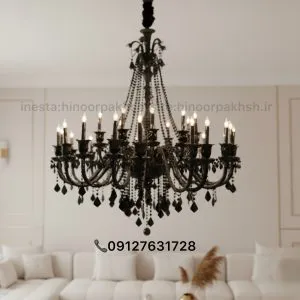 لوستر باکارات کریستالی کلاسیک طرح فرانسه در انواع رنگبندی(مشکی-سفید-عسلی-شامپاینی…)
