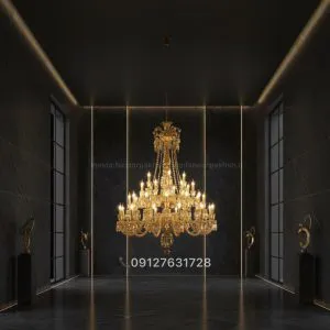 لوستر باكارات كريستالي كلاسيك طرح فرانسه رنگبندي(عسلي-سفيد-مشكي-شامپايني و …)