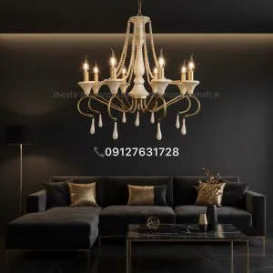 لوستر چوبي روستيك جديد در رنگبندي(كرم-سفيد-مشكي-قهوه اي-طوسي)