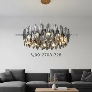 لوستر كريستالي جديد مدرن مدل برگي(پر كريستال) در انواع رنگبندي
